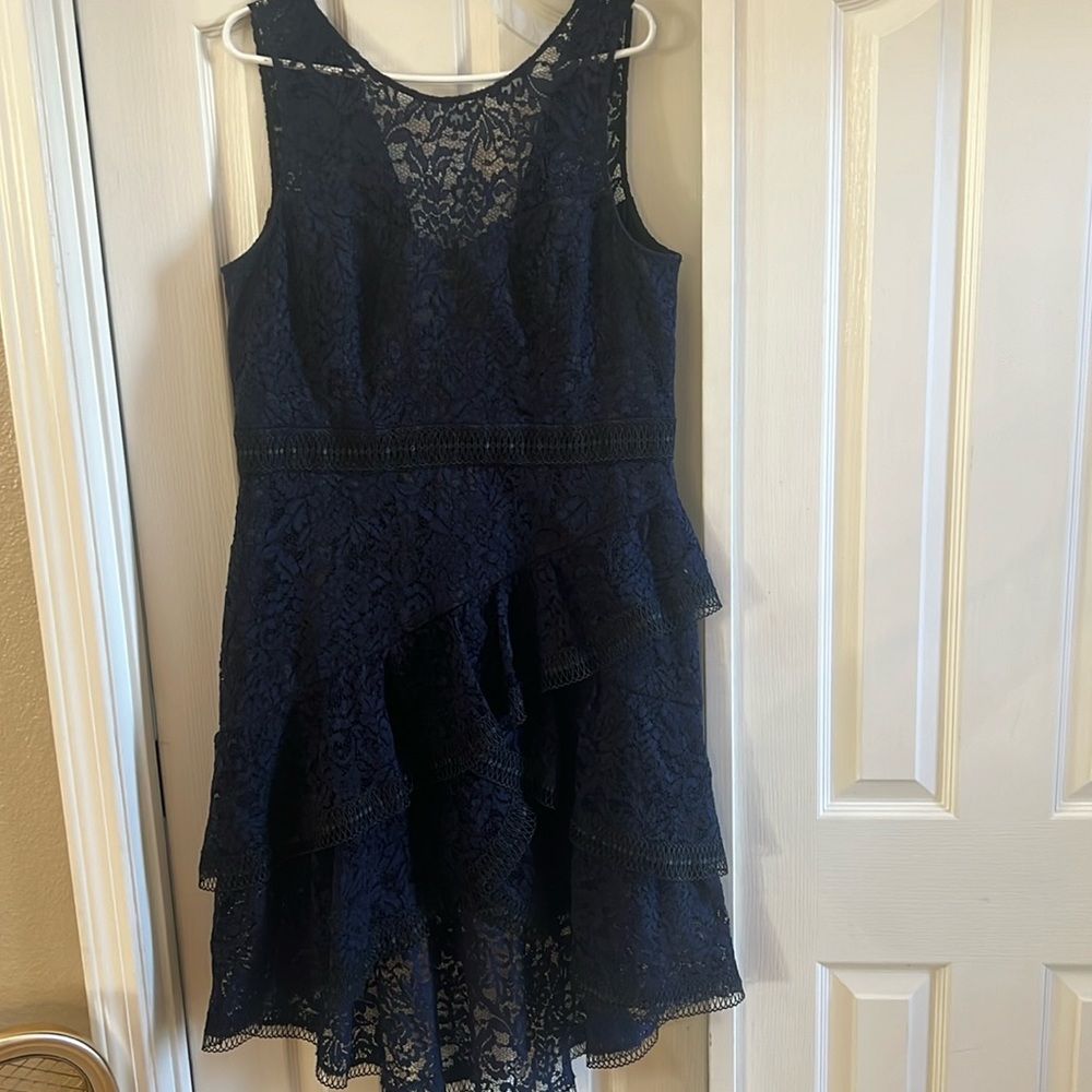 Beautiful blue and black lace Eliza J dress size 18